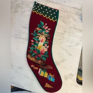 Christmas candle needlepoint stocking